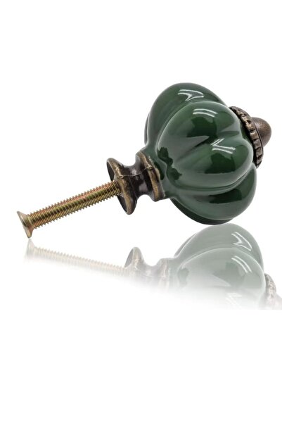 Generic 4pcs Dark Green Pumpkin Knobs, Vintage Ceramic Cabinet Knobs