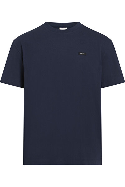 Calvin Klein Men Dark Sapphire Crew Neck Regular Fit Cotton T-Shirt