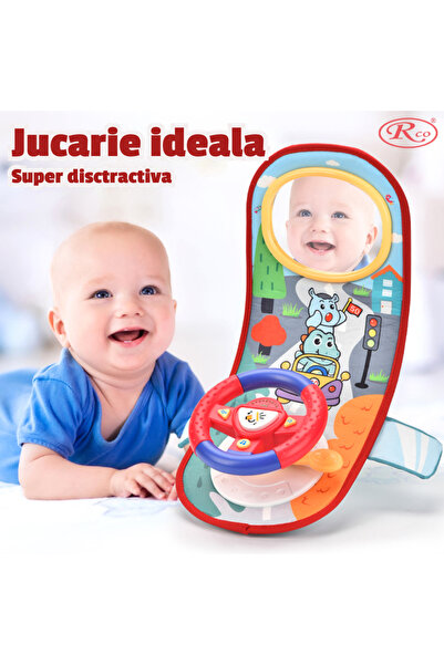 RCO Jucarie interactiva RCO®, Volan cu sunete si activitati multiple pentru masina sau patut, 56 x 32 cm