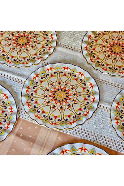 Sudedi Home Glore Orient Altın Yaldızlı Cam Pasta Tabağı Seti