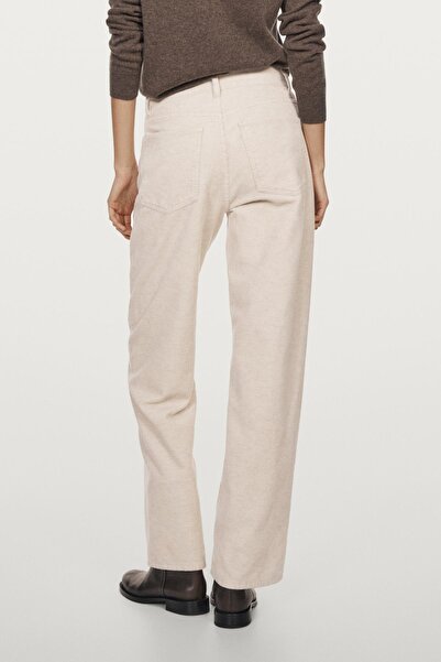 Massimo Dutti Yüksek bel straight fit fitilli kadife pantolon