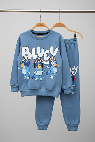 zubi baby & kids wear طقم رياضي للأطفال من كاراكيتر مطبوع باللون الأزرق (قماش...