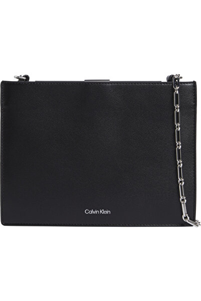 Calvin Klein Women Black Night Square Textured Crossover Bag