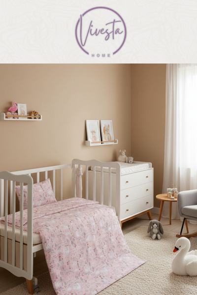 Vivesta Home Pink Colored Animal Patterned 100% Cotton Baby Pique Set – Soft, Anti-Allergic and Breathable Fabric