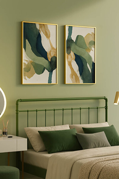 Unimet Odin Çift Kişilik Metal Karyola-Yeşil (AHŞAP LATALI)