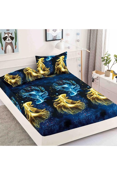 OEM Double bed cover set with elastic, 3 pieces, 180x200cm