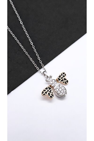 Serenity قلادة من الفولاذ على شكل نحلة مخططة باللونين الأسود والأصفر