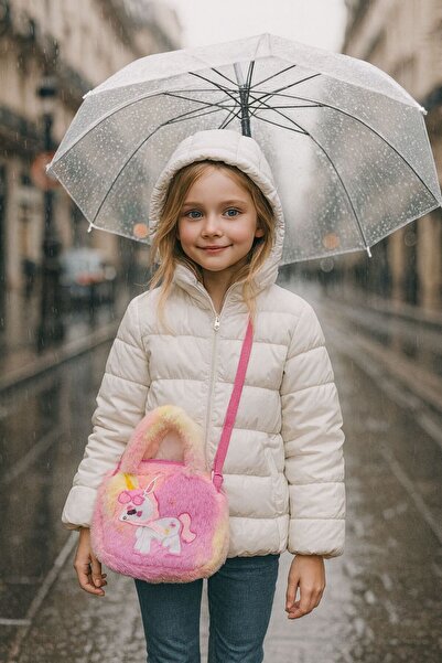 FELLMENS Geantă pentru fetiță cu figurină de animal de pluș cu curea roz