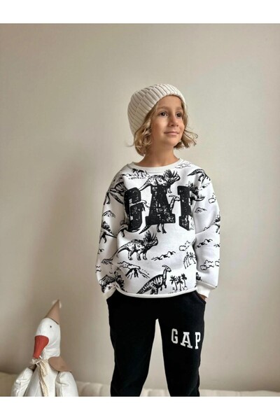 Melynova kids Boy's 3 Thread Ş Fleece-Lined Dinosaur B Printed Set