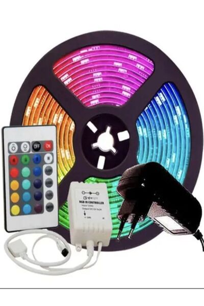 fullreyon 5 Metre Tak Çalıştır Kumandalı, 96 Renk RGB Şerit Led TV Ünitesi, Mutfak Tezgahı, Vitrin, Tavan Ledi