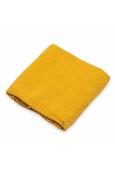 NEWBABY Paturica moale bebe, New Baby, 60x60 cm, Din muselina, 100% bumbac, Mustard