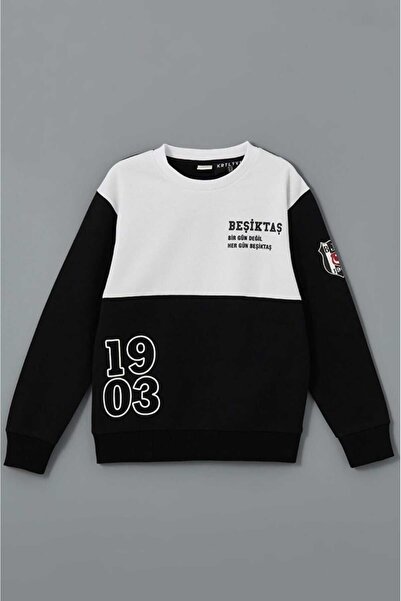 LC Waikiki Детски суитшърт с щампа и кръгло деколте LCW Kids Black