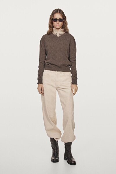 Massimo Dutti Yünlü V yaka triko kazak