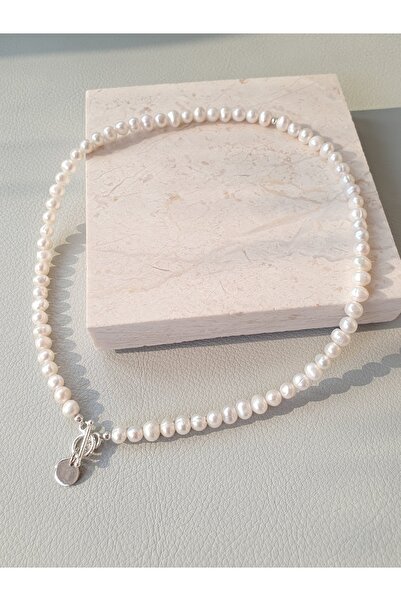 Abundo Cultured pearl necklace with pendant and 925 silver, 39 cm