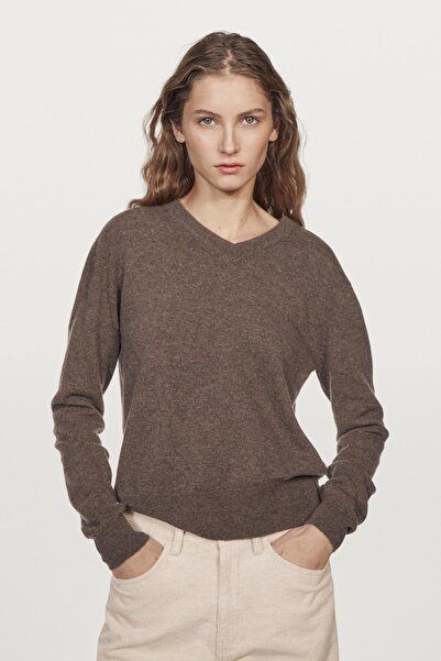 Massimo Dutti Yünlü V yaka triko kazak