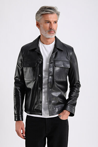 MQ Leather Maroquin Leather Gent Erkek Deri Gömlek