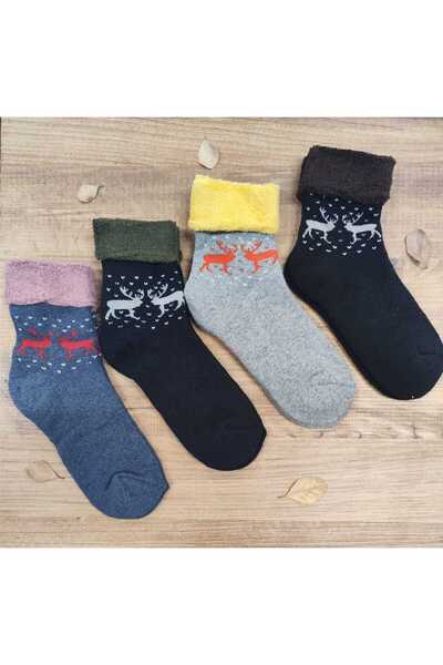 Leement socks 4 perechi de șosete de iarnă din bumbac cu model pentru femei
