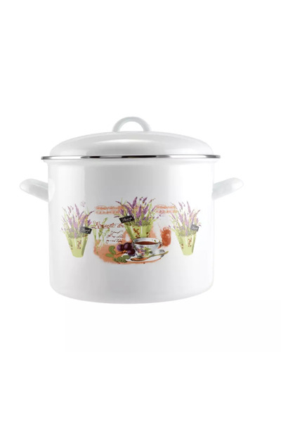 Perfect Home Ghiveci emailat lavandă de 20 cm cu capac