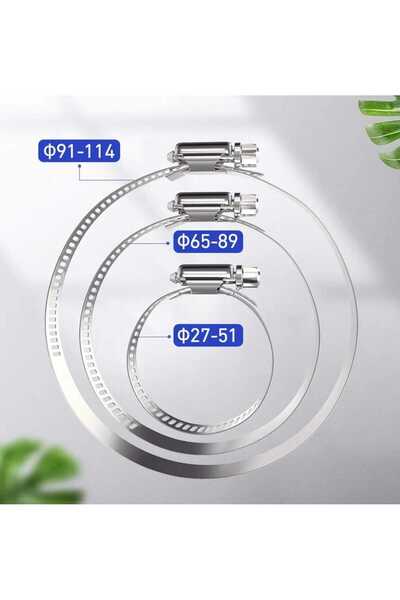 Hırdavat Hortum Bandı Paslanmaz Çelik 3 Parça Vida Tipi Hortum Kelepçesi Ayarlanabilir, Sıhhi Tesisat İçin