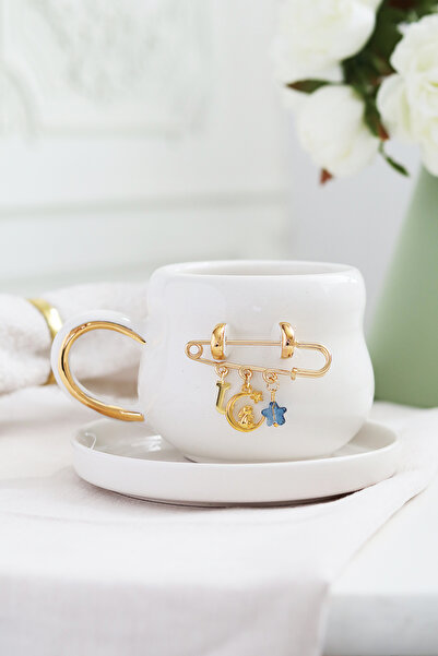 ada mia seramik Kişiselleştirilmiş Harf Charm Detaylı 24K Altın Dekorlu El Ya...