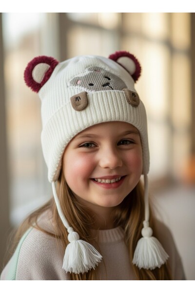 Kitti 4-8 Yaş Kız Çocuk Polarlı Bere