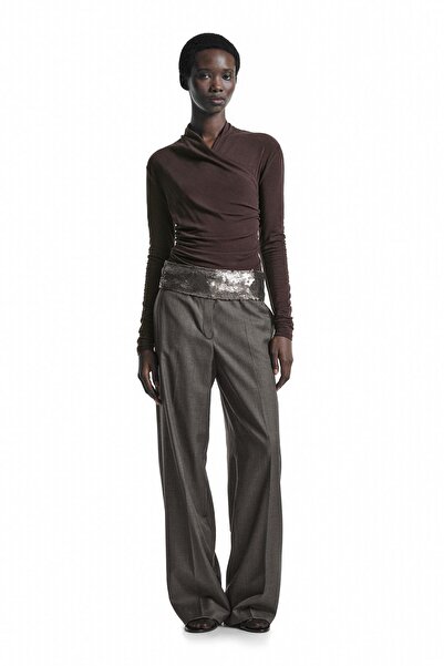 Massimo Dutti Drapeli uzun kollu t-shirt