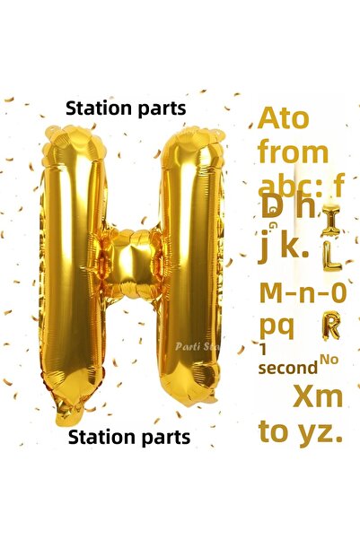 Parti Station بالون ذهبي اللون حرف H مقاس كبير 100 سم 1 متر بالون هيليوم فويل...