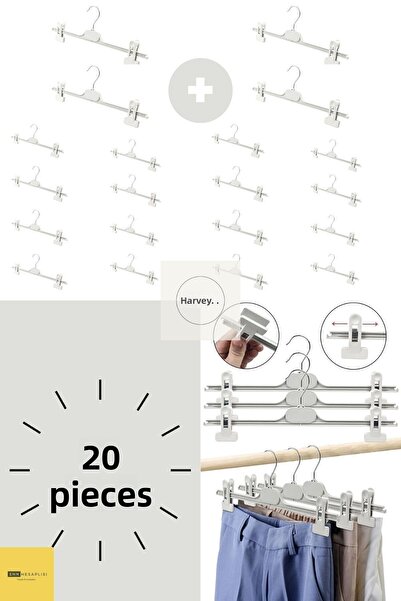 Harvey 20 قطعة من شماعات السراويل والتنورة، شماعة مزلاج، 38 سماللون الأبيض - ...