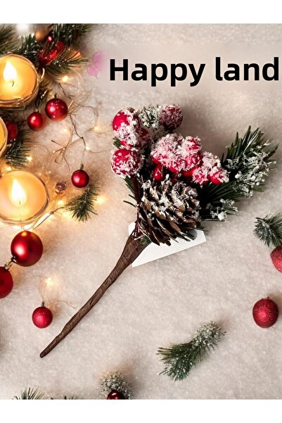 Happyland 16 سم بيري كوكينا - زينة عيد الميلاد مع فرع الكرز ومخاريط الثلج زهر...