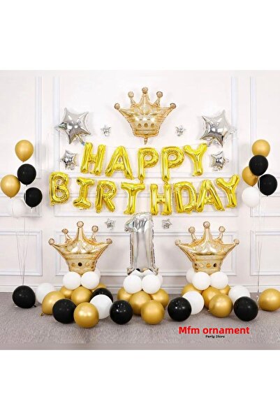 MFM Set de baloane din folie de argint pentru prima aniversare