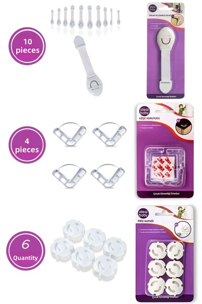 Lira 20-Piece Child Safety Safety Set 10 Cabinet Drawer Lock 4 Corner Protective Lock 6 Socket Cover