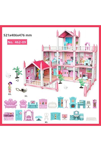 Choice تجميع بيت الدمية الموسيقي للأطفال الوردي المكون من 9 غرف، فيلا ثلاثية ...