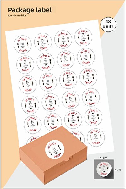 Hsn Etichetă autocolantă pentru pachet scrisă Bon Appetit 48 bucăți 4x4 cm