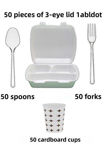 Home 50 قطعة طاولة 3 عيون مع غطاء إسفنجي، 50 ملعقة، 50 شوكة، 50 طقم أكواب من ...