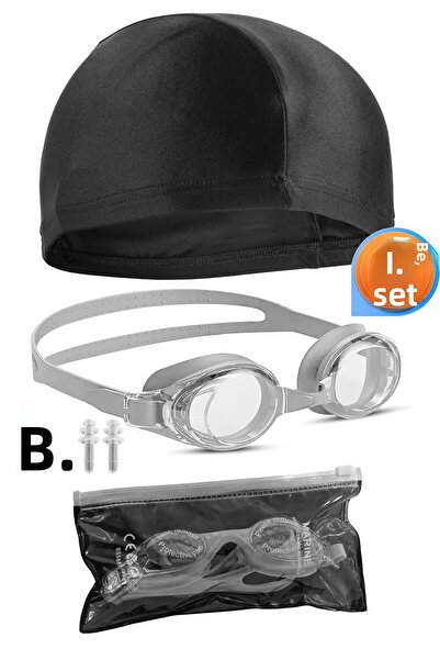 Ozsport Swimming Goggles Set of 4 Adjustable Sea Pool Swimming Goggles with Boned Ear & Nose Plugs