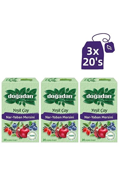 Doğadan شاي أخضر بالرمان والتوت 20 كيس 3 قطع