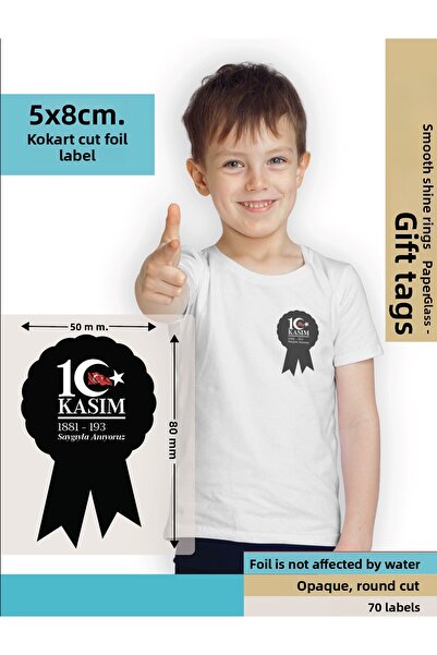 Letbil Reklam ملصق 10 نوفمبر - ملصق بطاقة الذاكرة التذكارية لـ ATATURK - مقاس...