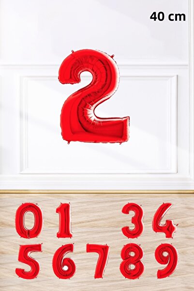 PEKSHOP بالون فويل رقم أحمر لعمر سنتين بالون أحمر لعمر سنتين 16 بوصة 40 سم