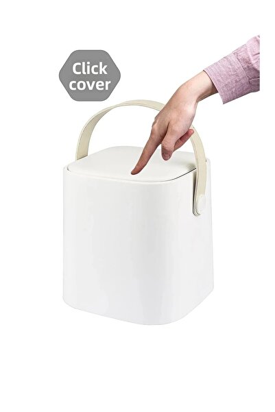 ALİNA HOME New Generation Smart Lid Leather Handle Countertop Kitchen Trash Can 4 Liters