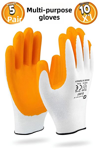 Badem10 قفازات العمل العامة، صناعة البناء، البستنة، آلات التعبئة والتغليف، قفازات التعبئة، 10 XL (5 أزواج)