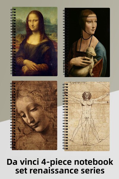 Anime Marketi Da Vinci 4-Piece Spiral Notebook Set - Renaissance Serie - Unli...