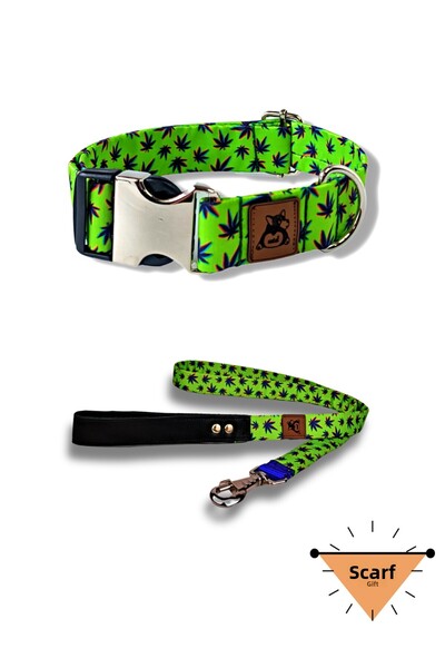 UTDpet طقم طوق وشريط شحن للكلاب من Leaves (مع وشاح هدية)