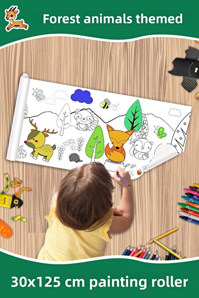 melolisa لفة طلاء تحت عنوان حيوانات الغابة مقاس 30 × 125 سم