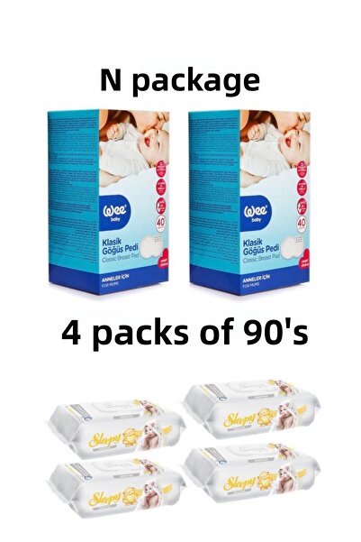 Wee Baby وسادات صدر وي بيبي كلاسيك، 40 قطعة × قطعتين، مناشف مبللة للأطفال الح...