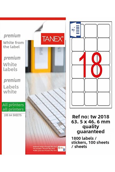 Ürün Evim Etichetă Tanex Albă decupare cu laser - 63,5*46,6 mm, Pachet de 100