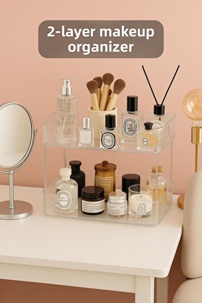 Bambus Home 2 Layers Makeup Organizer Makeup/Cosmetic/Kitchen/Bathroom/Jewelry Organizer Multipurpose