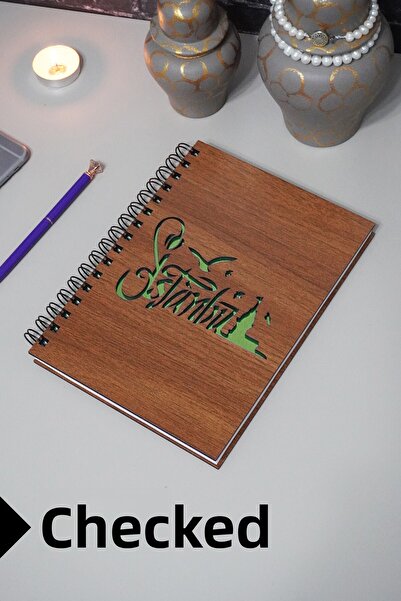 markcat جدول أعمال اسطنبول وكتاب مدرسي - غطاء خشبي، دفتر ملاحظات ذو مربعات (A...