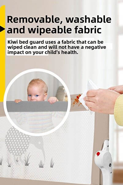 Kiwi Children's Bed Protector - Barrier and Railing Extra Padded Fabric Bed Guard
