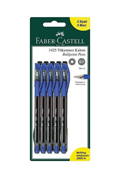Faber Castell مجموعة أقلام حبر جاف 1425 مكونة من 10 قطع - طرف إبرة 0.7 مم، لو...