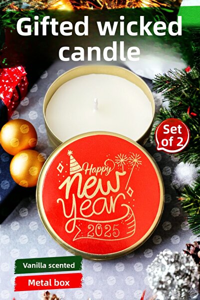 t tuğset etiket Cutie metalică pentru cadouri de Crăciun Set de 2 lumânări parfumate Nr.:2 lumânare cadou de Crăciun-T1105